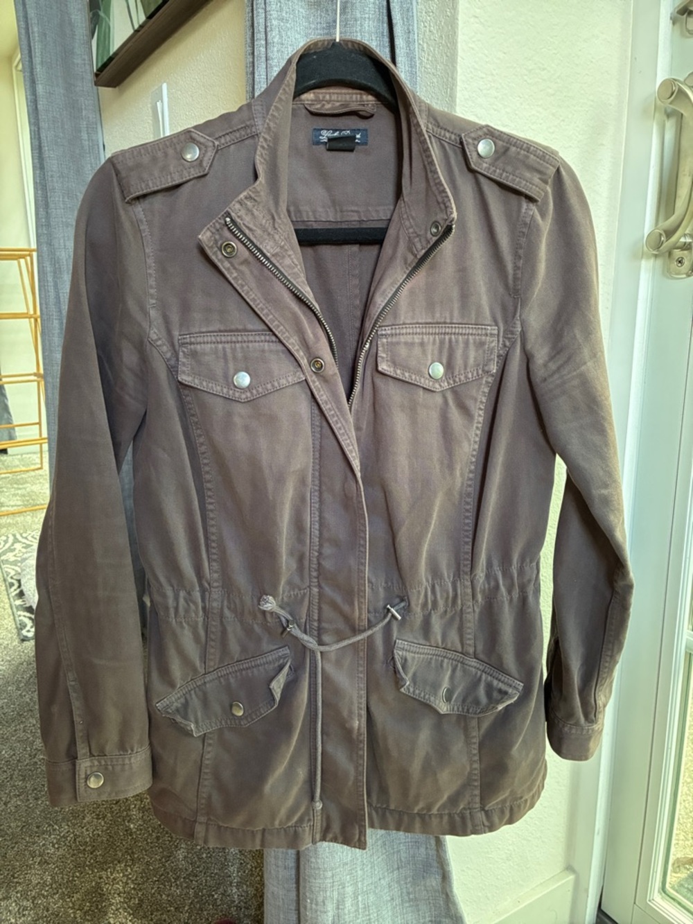 Lucky Brand Taupe Utility Jacket with Drawstring Waist